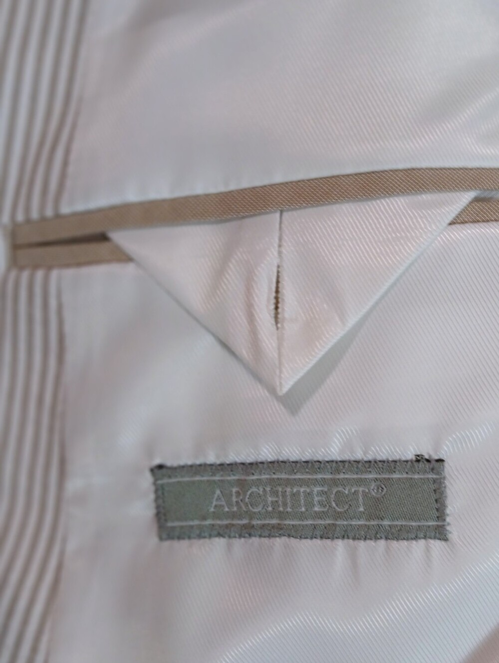Mens Seersucker Blazer Tan White Lined Sz 46 R - Picture 9 of 11